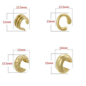 Detailed macro view showing dimensions of vintage style 18K gold plated ear cuff jewelry