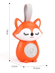 Detailed size specifications for the fox-shaped baby white noise machine, 18x10.5cm