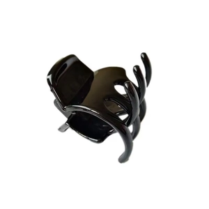 Minimalist 3.5cm square matte black hair claw clip for ponytail hair styling