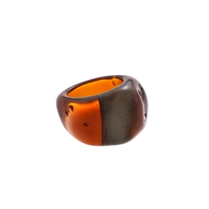 Minimalist amber resin oval geometric ring with stylish translucent gradient effect