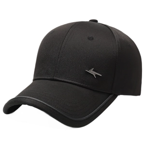 Berretto da baseball nero da uomo in cotone con logo in metallo per sport all'aperto