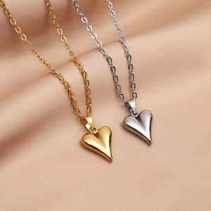 Stainless Steel Heart Pendant Necklace High Polished Minimalist Fashionable Jewelry For Women Girls Everyday Wear