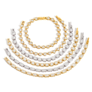 Stainless Steel Tennis Bracelet 18K Gold Plated Square Cubic Zirconia Minimalist Jewelry For Women Hypoallergenic