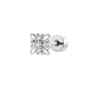Silver coffee gold iris cross screw back stud earrings with sparkling crystals