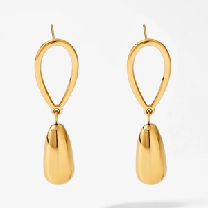 Stainless Steel Teardrop Dangle Earrings Waterproof Anti Allergy French Style Mirror Polished For Women