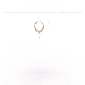 Detailed size specifications for pink multilayer pearl necklace with rhinestone crosses
