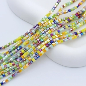 2mm faceted square crystal glass beads in assorted colors for DIY jewelry making