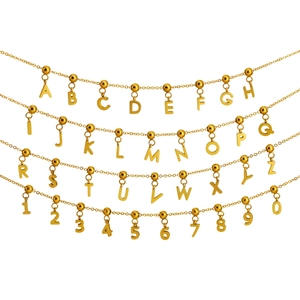 Gold DIY letter and number pendant necklace set featuring 26 alphabets and 10 digits