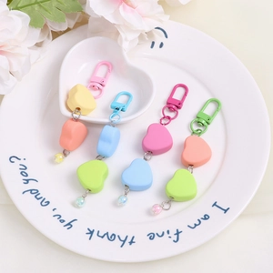 Colorful resin heart chain keychains with mixed star hooks for bags and phone cases