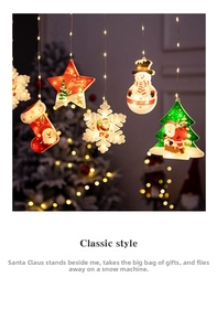 Close-up of star-shaped Christmas LED hanging light with festive snowman pattern