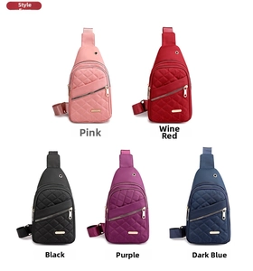 Quilted nylon crossbody chest bags in pink, red, black, purple and blue colors