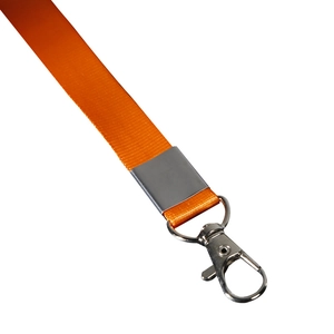 Orangefarbenes Nylon-Schlüsselband mit silbernem Metallkarabiner für Ausweise