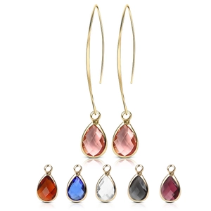 Fashion Copper Teardrop Earrings Simple Glass Crystal Dangle Earrings Elegant Water Drop Pendant Ear Hooks Jewelry Gift Women