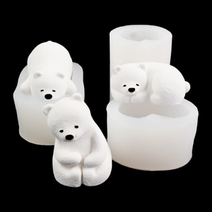 Silicone polar bear molds for chocolate mousse cake decorations and candle making