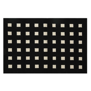 Waterproof kitchen floor mat with black and white checkered pattern and woven texture