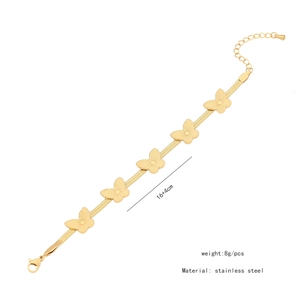 Bracelet papillon en acier inoxydable doré avec chaîne serpent de 16+4cm et poids de 8g