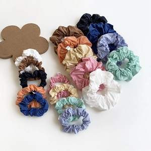 Solid Color Cotton Fabric Scrunchies High Elastic Pleated Hair Ties For Ponytail Sweet Style For Women