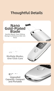 Detail view of ultrasonic skin scrubber with nano-plated metal blade and USB port