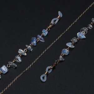 Chic gold link chain with natural blue opal stones for glasses or masks