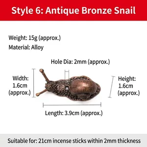 Porta incenso mini a forma di lumaca in bronzo vintage realizzato in lega di rame resistente