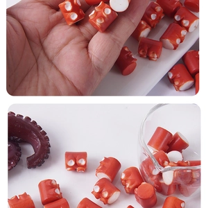 Macro view of realistic toy octopus suction cup pieces for kitchen play scenes