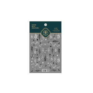 Japanese style snake nail stickers with moon and star patterns, TS-1012 matte adhesive decals