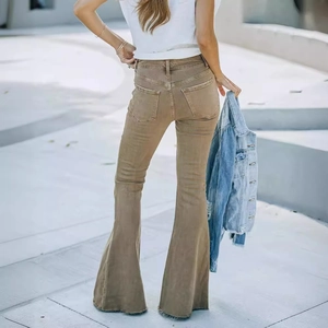 Damen Schlagjeans in Braun mit hoher Taille, schmaler Passform und Vintage-Streetstyle-Look