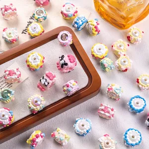 Colorful resin cake beads in pastel tones for DIY bracelets and creative jewelry making