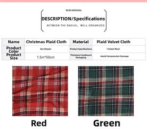 Detail view of red and green Christmas plaid flannel fabric for DIY gift wrapping