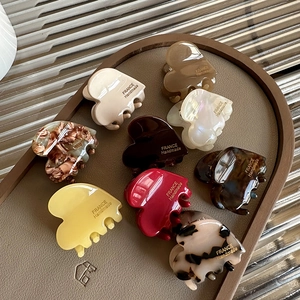 Heart Shaped Hair Claw Clip Acetate French Style Elegant Mini Shark Clip For Women Styling