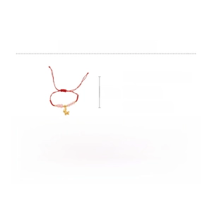Vue détaillée du bracelet tressé rouge avec pendentif cheval doré et perles en cristal