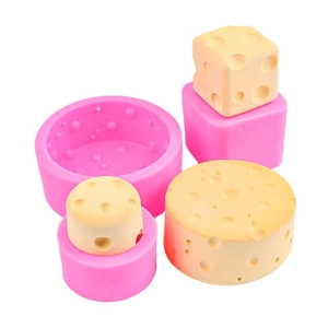 Cheese shape silicone molds set for DIY candles, soap and cakes in round and square designs