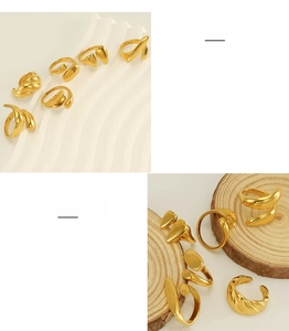 Detailansicht der 18K vergoldeten Edelstahlringe mit organisch minimalistischem Design