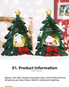 Christmas tree night lights with Santa Claus figurines and festive LED glowing effects