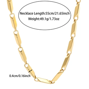 Detail showing 55cm length and 49.1g weight of the 18k gold plated melon seed link chain