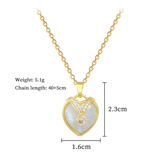 Detailed dimensions of gold heart necklace with cat eye stone and sparkling crystals