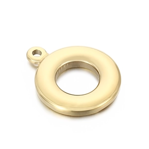 Pendentif circulaire en acier inoxydable doré poli avec anneau pour bijoux DIY