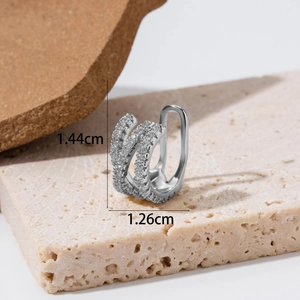 Detail view of silver butterfly ear cuff with zircon micro-paving showing size dimensions