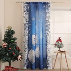 Festive blue and white blackout Christmas curtains with elegant snowflake patterns