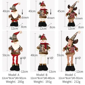 Detailed size chart showing adjustable height and weight for Christmas telescopic dolls