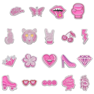 Set de 19 pines de esmalte rosa estilo Barbie con insignias geométricas para mujer