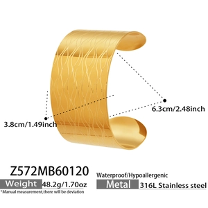 Tableau des tailles détaillé montrant la largeur de 3,8 cm et le diamètre de 6,3 cm du bracelet