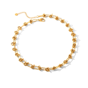 Collana a catena a corda ritorta in acciaio inossidabile placcato oro 18k da donna