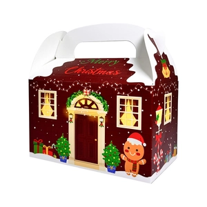 Weihnachtshäuschen-Geschenkbox mit Lebkuchenmann-Aufdruck für Festtags-Leckereien