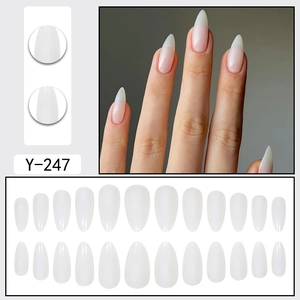 White gradient stiletto press on nails set with 24 pieces for women professional manicure