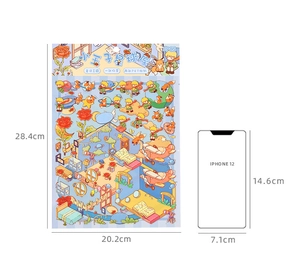 Vue détaillée des autocollants Le Petit Prince avec dimensions de 28,4 x 20,2 cm