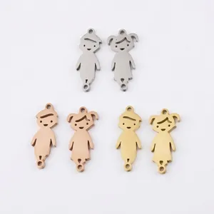 Boy Girl Shape Connectors 304 Stainless Steel Mirror Polished Double Hole Charms For DIY Jewelry Making Blank Pendants