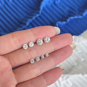 925 Sterling Silver Round Cubic Zirconia Stud Earrings With 925 Sterling Silver Earring Post Minimalist Fashion Jewelry For Women
