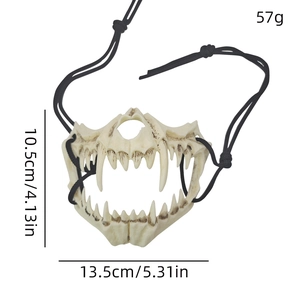Masque de crâne demi-visage de 13,5x10,5cm pour décorations et accessoires de fête