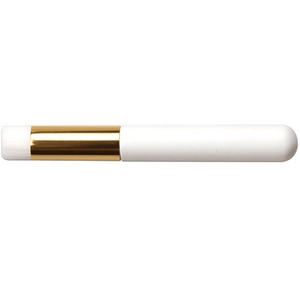 Portable white nose cleaning brush with soft bristles and gold metal ferrule on white